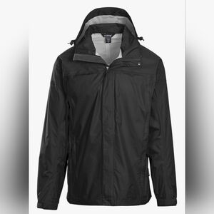 Customized Men's Black Windbreaker Rain Jacket by Landway Outerwear Size XL